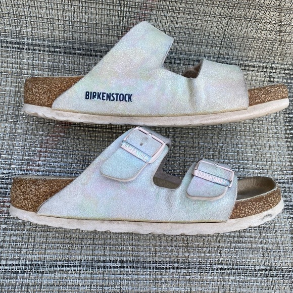 Birkenstock Arizona Vegan Slide Sandal Women’s Iridescent Light Rose 5.5 US/36EU - Picture 8 of 14